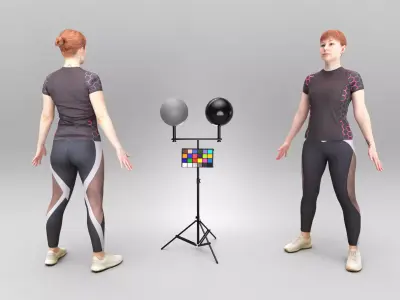 Athletic woman in tracksuit ready for animation 380 Low-poly 3D model