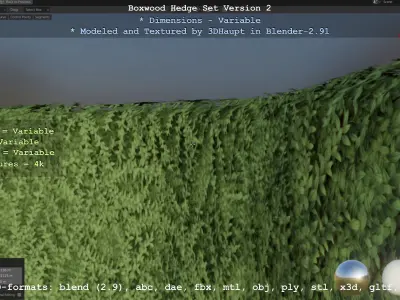 Low-Poly Boxwood Hedge Version 2 Low-poly 3D model