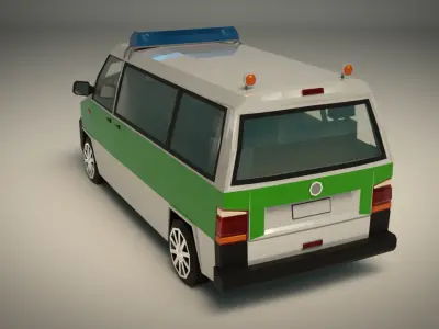 Low Poly Police Van 02 Low-poly 3D model