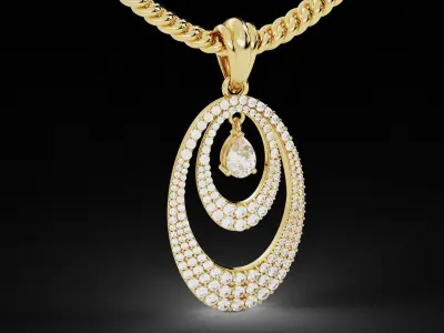 Double Layer Teardrop Diamond Pendant 3D print model