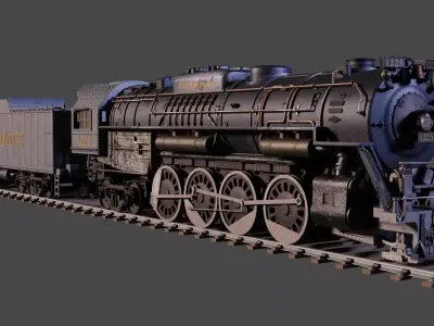 Pere Marquette 1225 locomotive train 3D model
