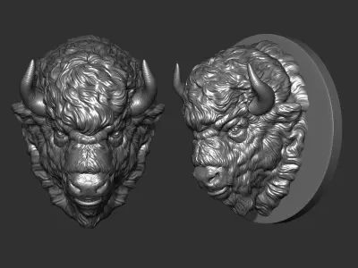 Bison angry head 3D print model