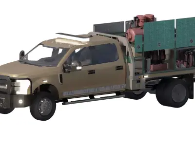 Detailed rescue truck with equipment and interior 3D model