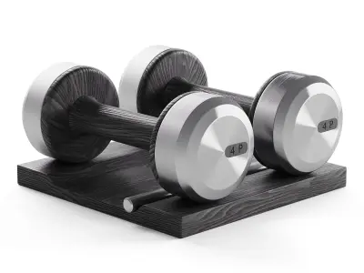 COLMIA Dumbbells Pair With Wooden Stand 3D model