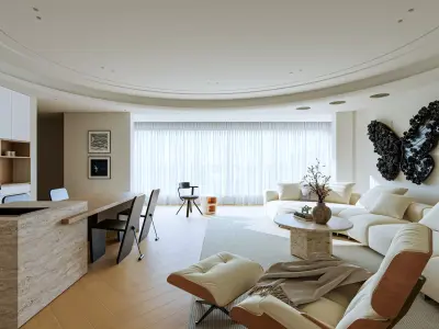 Mid Century interior scene 3D model