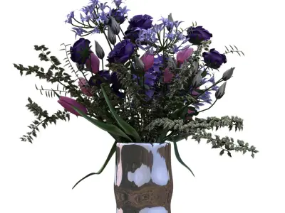 Purple Flower BOUQUET Low-poly 3D model