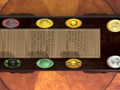 chinese gold ingot and bamboo slip  3D model