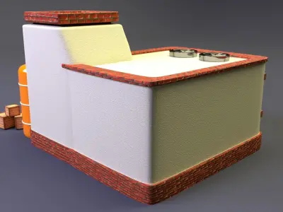 Factory house with pipes 3D model