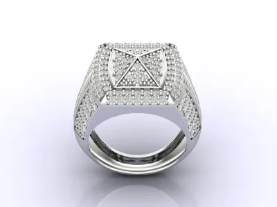 Print Ready STL 3DM  Gents Rings Diamond Men Ring  3D print model 166
