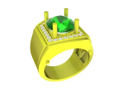 A7529 Korean Style Oval Diamond Men Ring 3D Model 3D print model