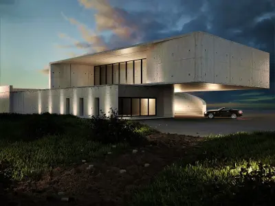 Modern Concrete House 3D model 3D model