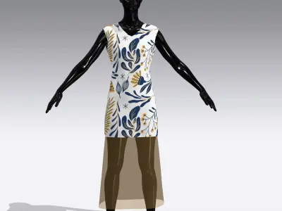 Female Cloth Dress Low-poly 3D model