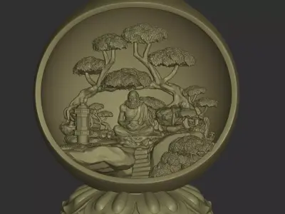 Bodhidharma Bonsai Diorama 3D print model