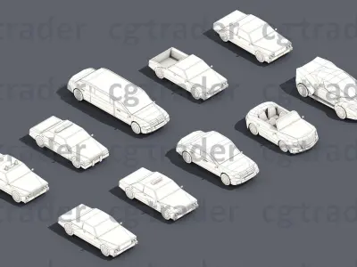 Low Poly Car Pack 02 Isometric Low-poly 3D model