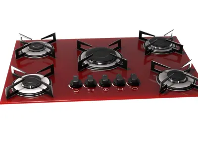 Red Stove Cooktop 3D model