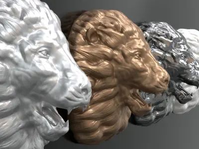 Lion Head sculpt lowpoly 3D model