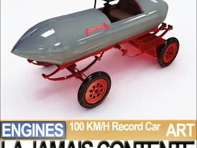 Record Car La Jamais Contente 3D model