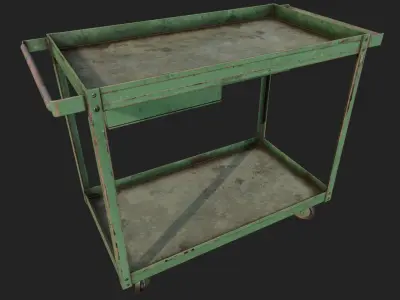 Rusty Push Cart PBR Low-poly 3D model