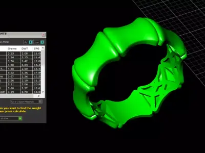 bamboo bone shaped ring 3D print model