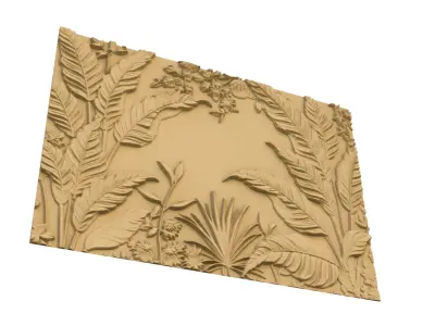 modern panel wall decor set wall relief mural CNC 123 3D model