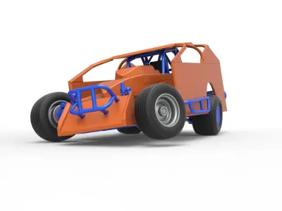 Northeast Dirt Modified stock car while turning Scale 1 to 25 3D print model