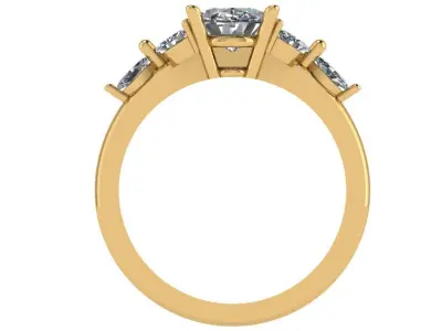 Oval shape prong ring with three marquise shaped stones on sides 3D print model