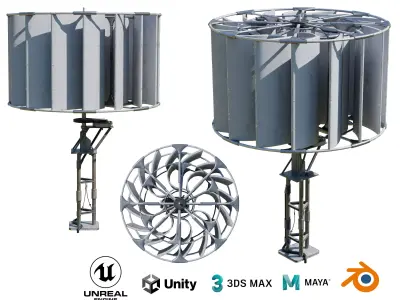 Wind turbine Low-poly 3D model