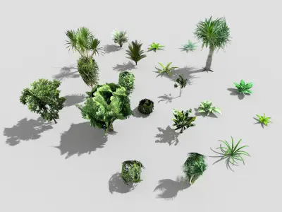 low poly foliage pack Low-poly 3D model