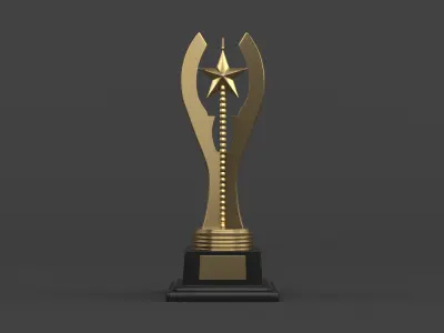 Gold Trophy Cups 3D model 24
