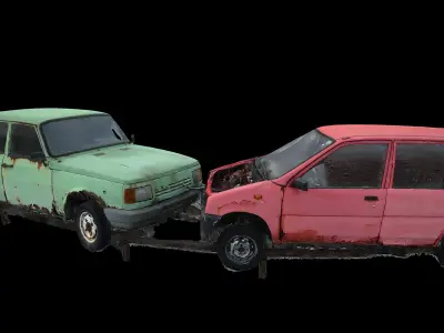 car soviet wrecks abandoned photogrammetry Low-poly 3D model