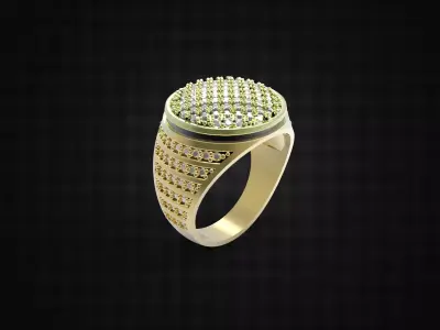 STUDDED GENTS RING Free 3D print model