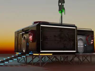 Sci-fi space unit 04 landbase Low-poly 3D model