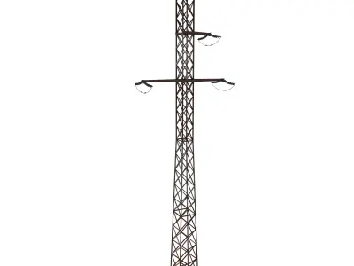 Electricity Pole 16 Weathered Low-poly 3D model