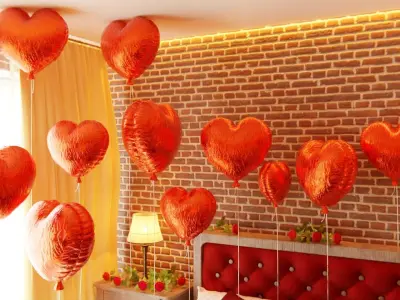 Valentines day Bedroom 3D model