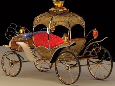 Chinese horse wagon with clock  3D model