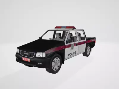 Low Poly Thai Police Truck Low-poly 3D model