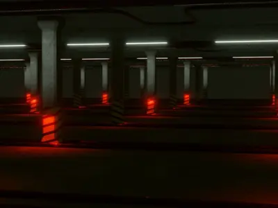 Simple Parking Lot - Low Poly - Game Ready - PBR Low-poly 3D model