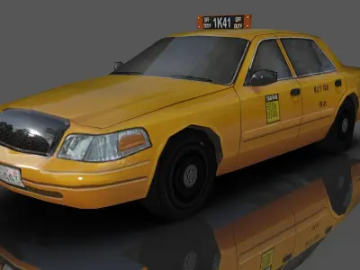 Taxi Low-poly 3D model Game Ready New  Asset  Low-poly 3D model