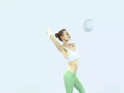 Beauty 17K Jumping Smashing Sports Volleyball Woman Low-poly 3D model