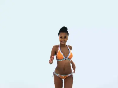 May 05A Running Jogging Beach Sport African American Woman Low-poly 3D model