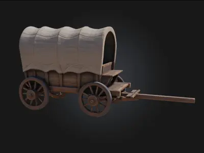 Covered Wagon  Rustic Journey Through Time 3D model