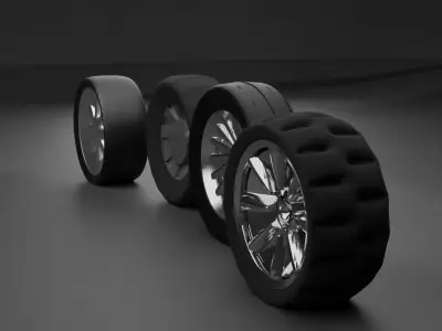 4 different tyres 3D model