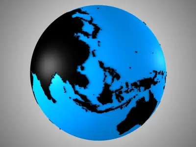 Solid Color Blue  Black Globe 3D model