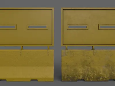 PBR Concrete Roadblock Barrier V7 Low-poly 3D model