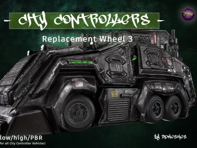 CITY CONTROLLERS Replacement Wheel 3 - PBR lowpoly Low-poly 3D model