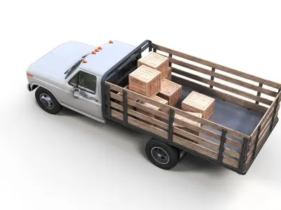 Stake pickup truck Low-poly 3D model