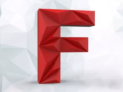Lowpoly letter F 3D print model