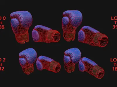 Boxing Gloves Blue Low-poly 3D model