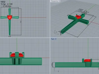 Cross Heart Pendant 1602 3D print model