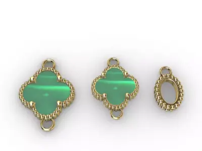 Conjunto cajas van cleef para pulcera o colgante -v- 3D print model